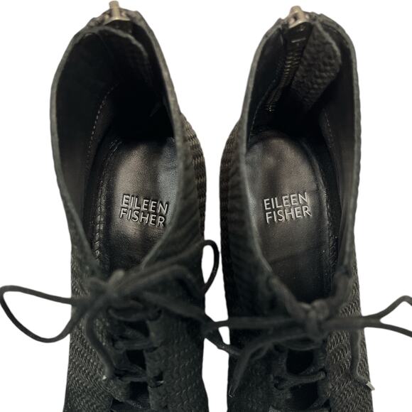 Eileen Fisher Slew Lace Up Booties Open Toe - Picture 5 of 12